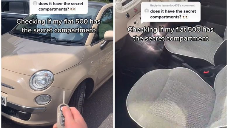 Shoferja e një Fiat 500 tregon përmes një videoje një dollap sekret që ka makina e saj për të fshehur sende me vlerë