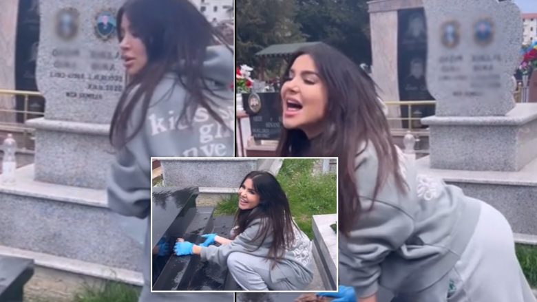 Bëhet virale një video e Megi Pojanit duke qeshur e kërcyer para varrit të një familjari
