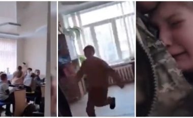 Shkoi në shkollë për t’i bërë befasi, ukrainasja vrapon për ta përqafuar babanë që iu bashkua ushtrisë kundër rusëve