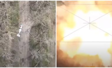 Ukrainasit  hedhin bombën mbi mjetet e blinduara ruse, ndodhë një shpërthim tejet i fuqishëm