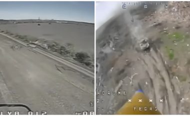 Dronët kamikaz të ushtrisë ukrainase, hedhin në erë kamionin dhe tankun rus