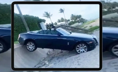 Gruaja amerikane futet me veturën e saj në një kopsht – përfundon brenda plazhit