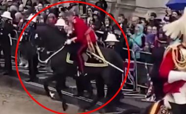 Gjatë ceremonisë së kurorëzimit të Mbretit Charles III, kali i gardës së nderit përplaset në rrethojën mbrojtëse – shpëtojnë qytetarët