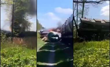 Treni del nga binarët në Bryansk të Rusisë, vagonët në flakë – para incidentit hekurudha ishte hedhur në erë