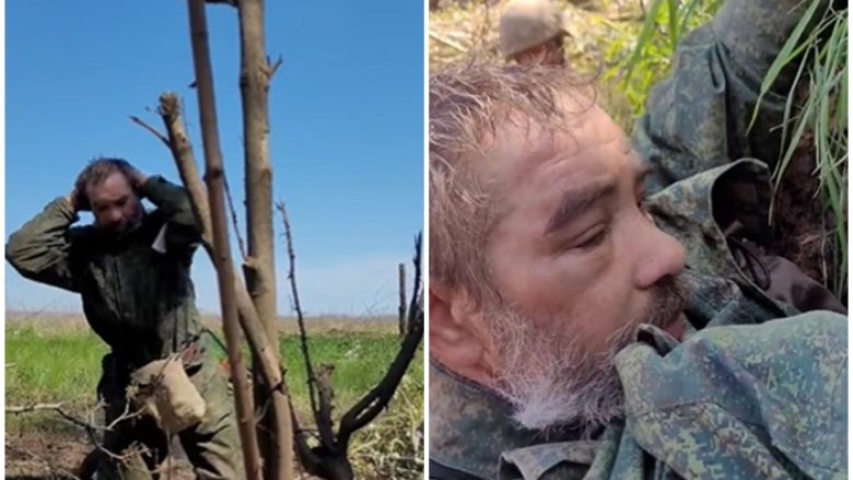 Momenti kur ushtari rus i dorëzohet forcave të Ukrainës