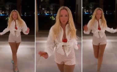 Adriana Matoshi shfaqet atraktive në një video duke bërë sfilatë