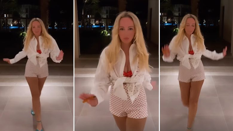 Adriana Matoshi shfaqet atraktive në një video duke bërë sfilatë