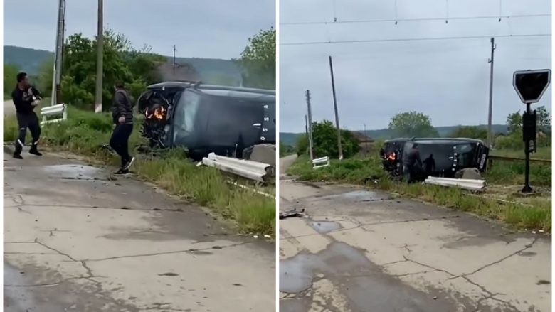 Shoferi i një Audie A4 i cili u përplas me një tren në Bullgari u përpoq të thyente xhamin për ta marrë telefonin nga vetura