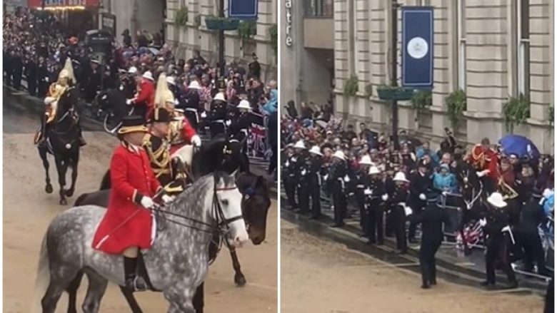 Kali i ‘padisiplinuar’ përplaset me turmën e njerëzve gjatë procesionit të Mbretit Charles III-të