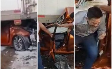 Shumëkush po pyet se si ka shpëtuar gjallë ky vozitës i veturës pas aksidentit të tmerrshëm me një kamion në Meksikë