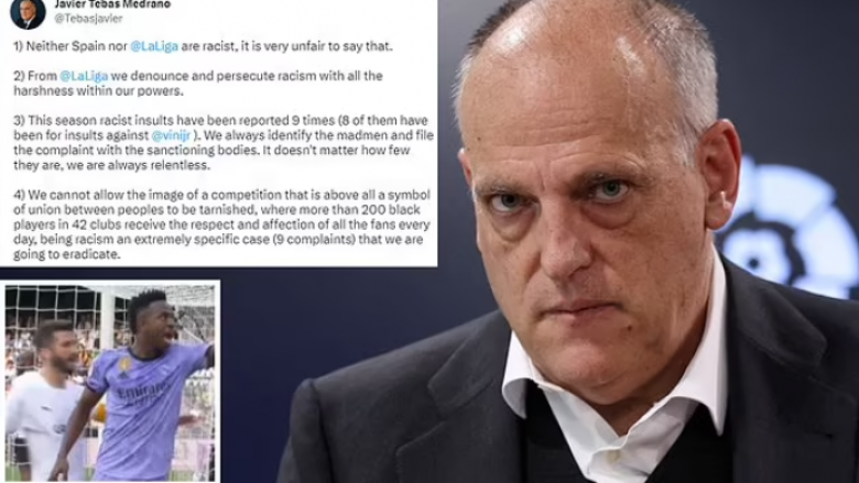 Javier Tebas i kundërpërgjigjet Viniciusit për akuzat ndaj La Ligas rreth racizmit