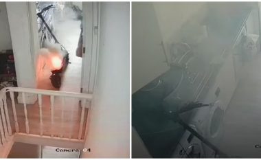 Zjarrfikësit e Londrës publikojnë pamjet kur trotineti elektrik që po mbushej në kuzhinë shpërthen dhe shtëpia përfshihet nga zjarri