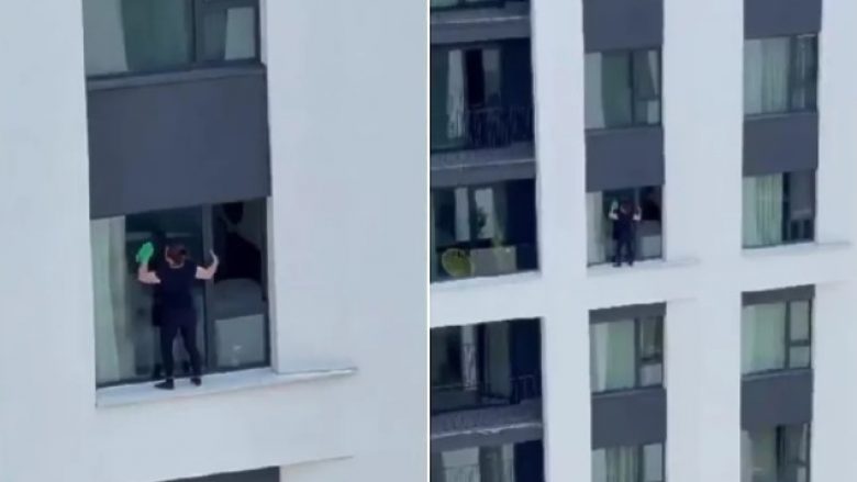 Videoja nga Beogradi tmerroi njerëzit, një grua në katin e 10-të pastroi dritaret pa asnjë mbrojtje