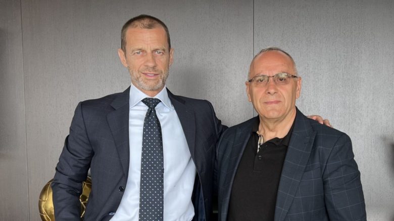 Presidenti i UEFA-s e pret në zyre të tij në takim Agim Ademin