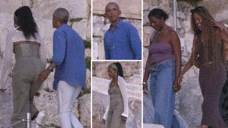 Barack Obama dhe Michelle bashkë me dy vajzat e tyre vizitojnë rrënojat e lashta në Greqi