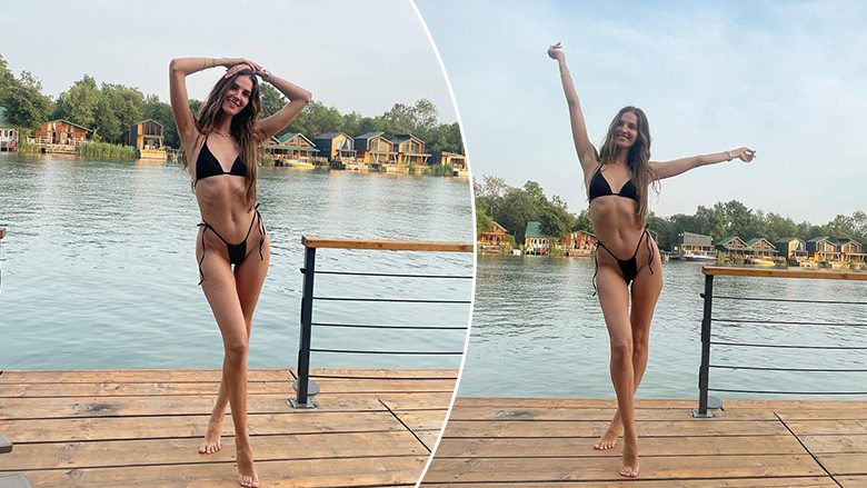 Në poza atraktive në bikini, Emina Çunmulaj tregon vijën e saj të trupit nga pushimet në Ulqin