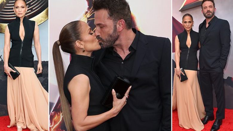 Jennifer Lopez dhe Ben Affleck nuk hezitojnë të shpërfaqin kiminë e tyre në premierën e filmit “The Flash”