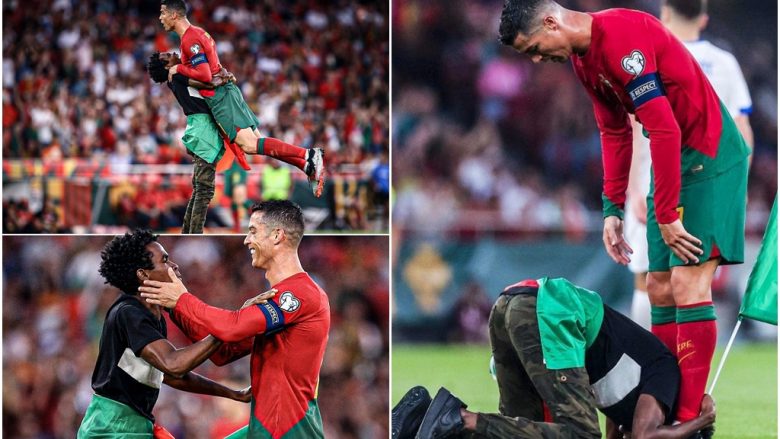 Tifozi futet në fushë dhe puthë këmbët e Ronaldos, ylli portugez e priti me dashamirësi
