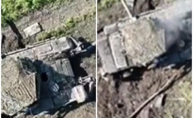 Ukraina shkatërron me dron një tank rus të tipit T-80