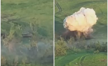 Tanku rus shpërbëhet në copa në momentin kur goditet nga raketa