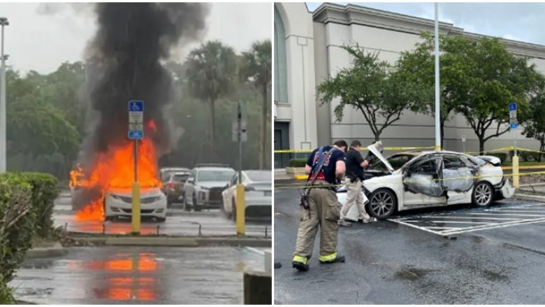 Një grua ishte duke vjedhur në dyqan kur vetura me dy fëmijë brenda shpërtheu në flakë në Florida