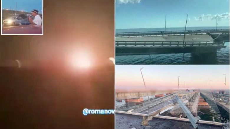 Videoja që pretendohet se shfaq momentin e shpërthimit të urës në Krime