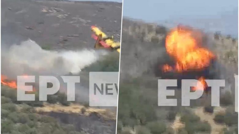 Momenti i rrëzimit të aeroplanit në Greqi, përfundoi në zjarrin të cilin po tentonte ta fikte – në fluturake gjendeshin dy persona