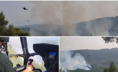 Zjarri masiv në Peshtan, intervenohet edhe me helikopter