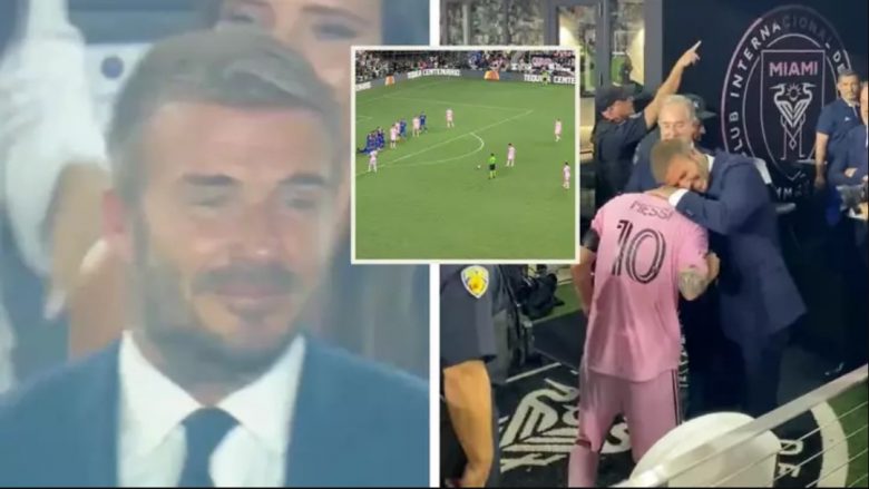 Beckham u përlot nga gëzimi pasi pa Messin teksa shënoi supergolin nga goditja e lirë