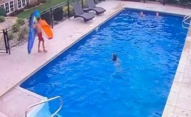 Kamera regjistron situatën gazmore pranë pishinës, duhet ta shihni çfarë i ka ndodhur një gruaje