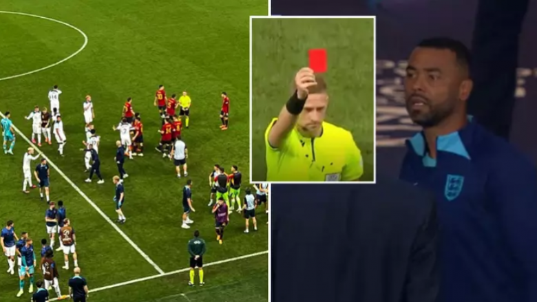 Skena të çmendura teksa Ashley Cole u ndëshkua me karton të kuq gjatë finales së Euro U21 mes Anglisë dhe Spanjës