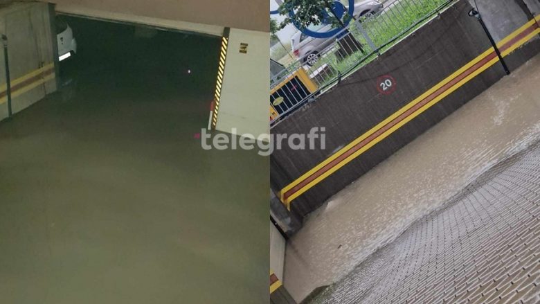 Pas shiut të rrëmbyeshëm në kryeqytet, mbushen me ujë garazhet e objektit banesor