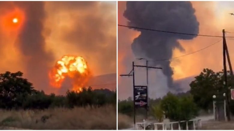 Pamjet tregojnë shpërthimin e një depoje municioni në Greqi