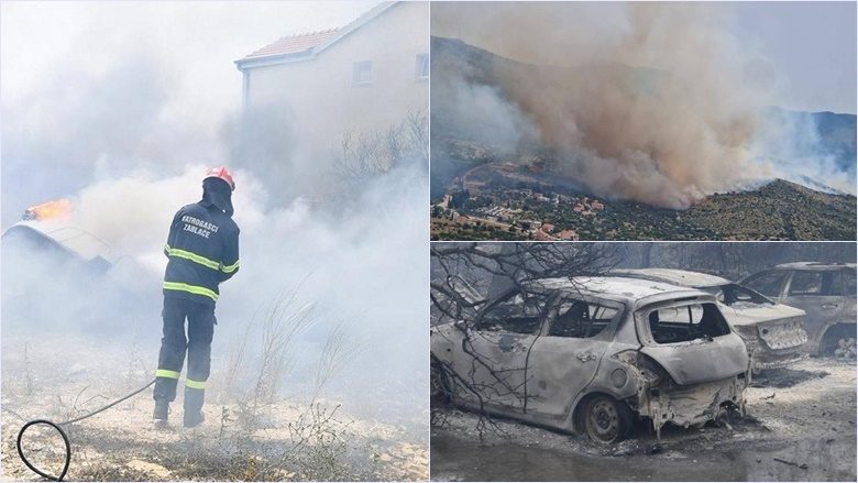 Disa shtëpi dhe makina të djegura, si dhe evakuime – ndërsa zjarri shpërtheu në fshatrat përreth Shibenikut në Kroaci