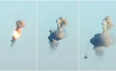 Momenti kur helikopteri rus shpërthen dhe rrëzohet në tokë ‘pasi u godit nga një raketë e prodhimit britanik’ mbi Ukrainë