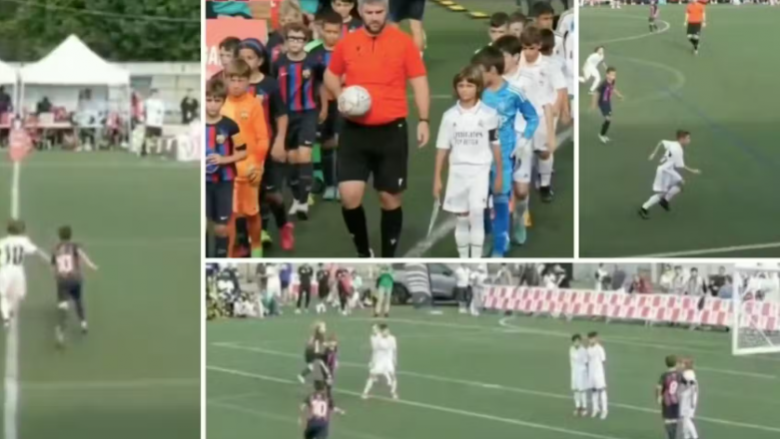 Një ‘mini El Clasico’ mes ekipit U-10 të Real Madridit dhe Barcelonës: Talenti i Los Blancos mahnitë të gjithë me lëvizjet e tij
