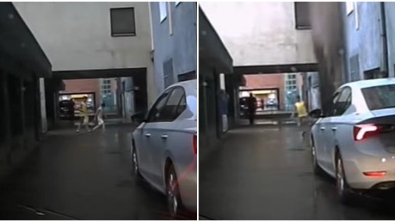 Copa e betonit bie nga një ndërtesë në Novi Sad, për pak sa nuk godet dy të rinj