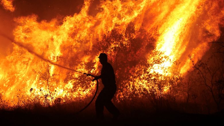 Zjarrfikësit ‘luftuan me zjarret’ në Greqi edhe gjatë natës, digjen ferma dhe fabrika