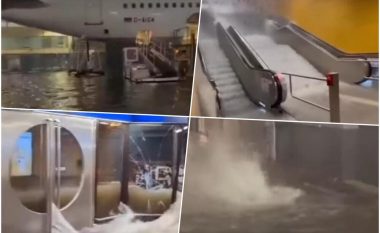 Pamje dramatike nga aeroporti i Frankfurtit, përmbytje – kaos e fluturime të vonuara