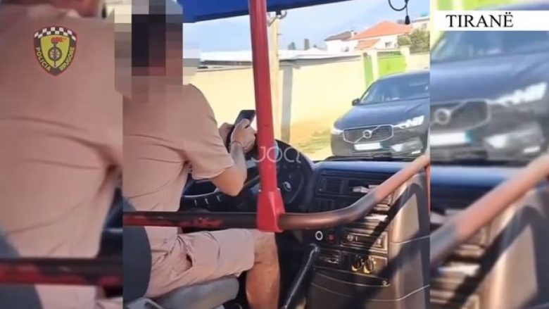 Drejtonte autobusin duke përdorur telefonin, gjobitet shoferi në Tiranë