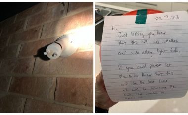 Fëmijët i thyen llambën fqinjit me top – ai u dërgoi një mesazh prindërve të tyre