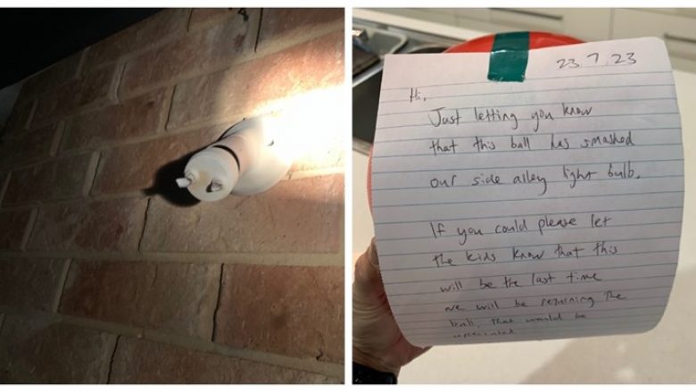 Fëmijët i thyen llambën fqinjit me top – ai u dërgoi një mesazh prindërve të tyre