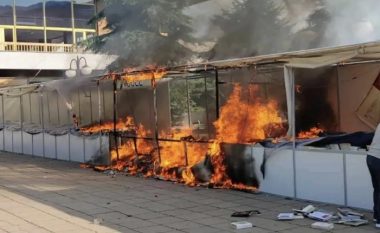 Zjarri në tendat e shitjes së librave në Tetovë, dëmi arrin deri 10 mijë euro
