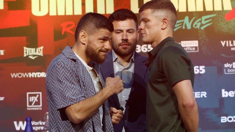 Tensione në takimin sy më sy mes Markut dhe Moran – boksieri shqiptar e shtyn me duar irlandezin
