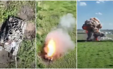 Shpërthim i madh pasi Ukraina shkatërroi një tank që forcat ruse tentuan ta merrnin nga fusha e betejës