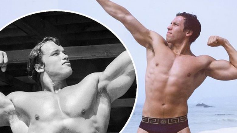 Djali i Arnold Schwarzeneggerit, Joseph Baena ripërtërin pozën e famshme të babait gjersa ecën drejt hapave të tij në karrierë