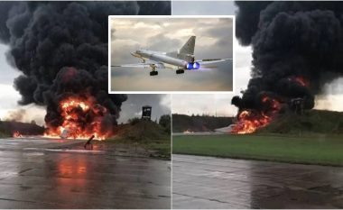 Imazhe që tregojnë bombarduesin ‘e çmuar’ supersonik bërthamor të Putinit të shkatërruar plotësisht nga droni kamikaz ukrainas