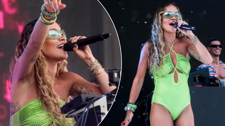 E veshur me bikini – Rita Ora shkëlqen me performancën në Ibiza
