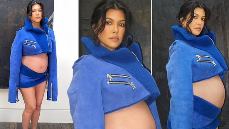 Kourtney Kardashian shfaqet me stil gjatë shtatzënisë, ekspozon barkun e rrumbullakosur në kostum të kaltër