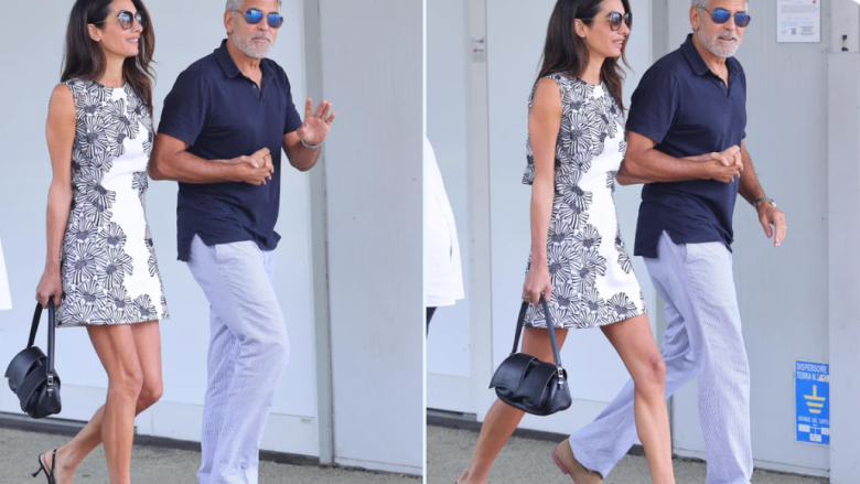 Amal Clooney tërheq vëmendjen në Venecia me veshjen e saj